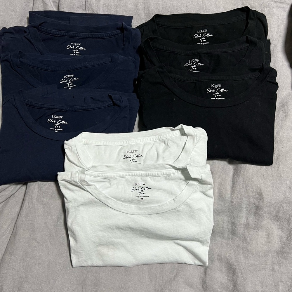 Lot of 8 - Near-new J Crew slub cotton tees in M